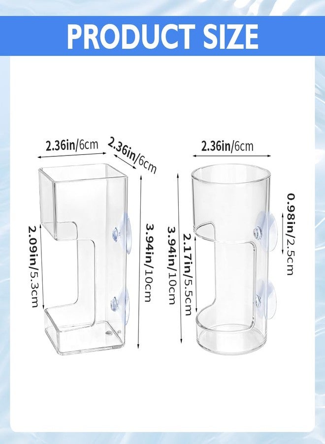 Kazheon 2pcs Fish Tank Feeding Tray with Suction Cup Acrylic Feeding Tube Fish Food Holder Automatic Fishing Feeder Aquarium Tank Divider Supplies Breeder Box for Aquarium (Color:Clear) - Image 2